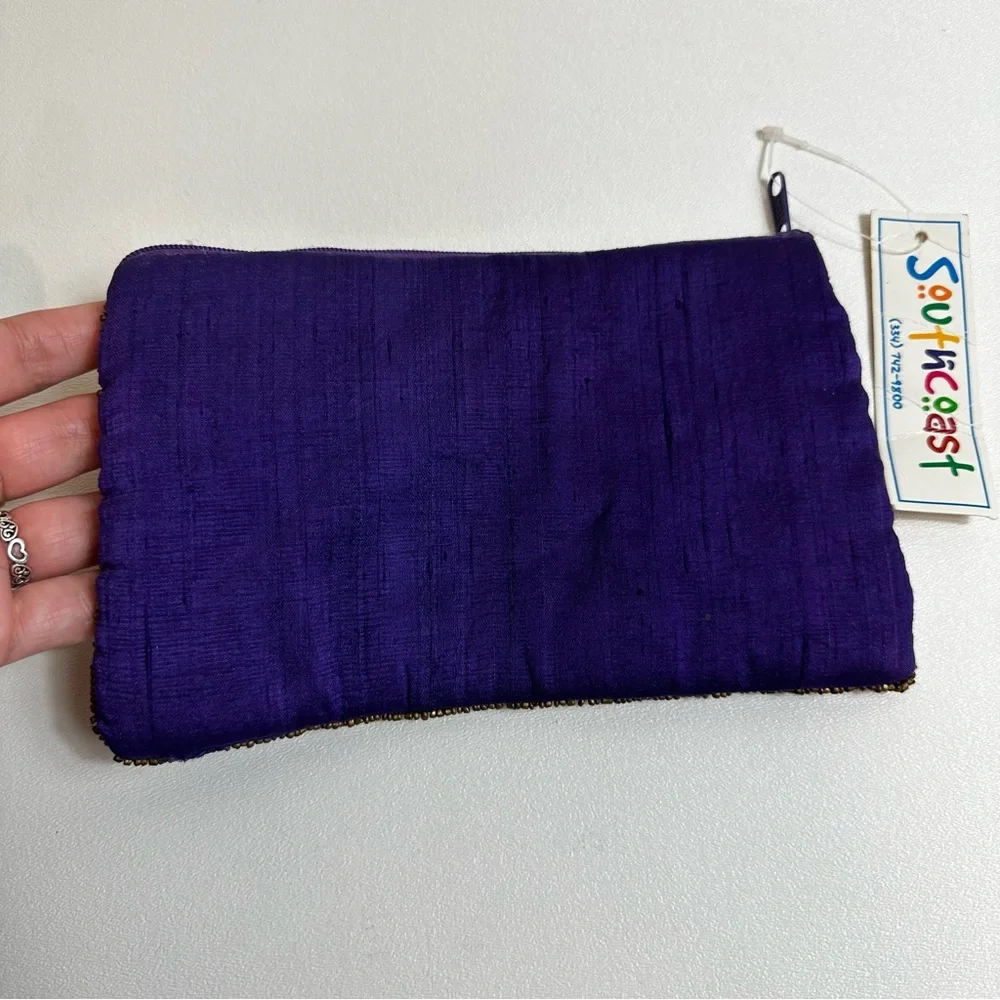 South Coast Handmade Boho Beaded Zippered Flat Pouch Bag Case FLAW